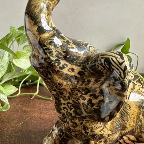 Le Vie Ceramic Elephant Figurine Animal Print Y2K - Picture 8 of 12